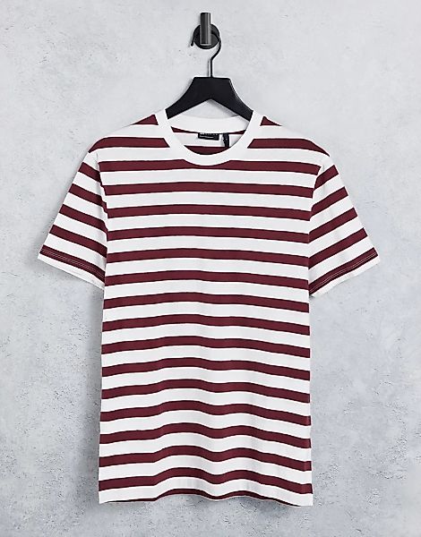 ASOS DESIGN – Gestreiftes T-Shirt in Rot und Weiß günstig online kaufen