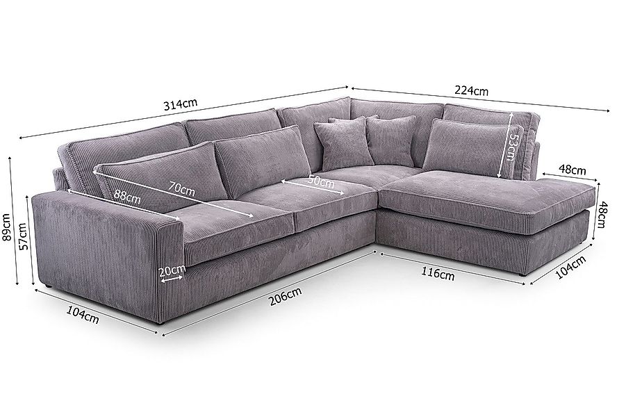 AN-MOEBEL4U Ecksofa COMFORTO STANDARD CORD 314 günstig online kaufen