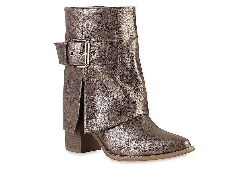 VAN HILL 841863 Cowboy Boots Damen Cowboy Boots Stiefeletten Schnallen Holz günstig online kaufen