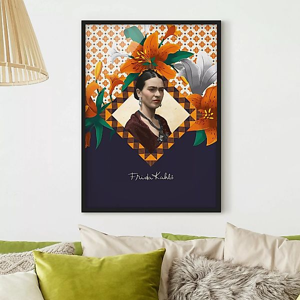 Bild mit Rahmen Blumen - Hochformat Frida Kahlo - Lilien günstig online kaufen