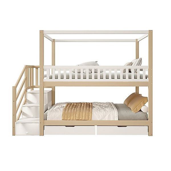 Ulife Etagenbett Kinderbett Massivholz-Doppelbett, 90x200 cm, Massivholz, H günstig online kaufen