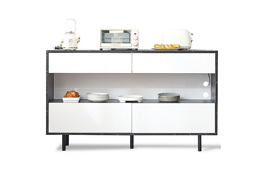 MODFU Sideboard in Marmor-Design mit offenem Stauraum (Kommode, Anrichte, W günstig online kaufen
