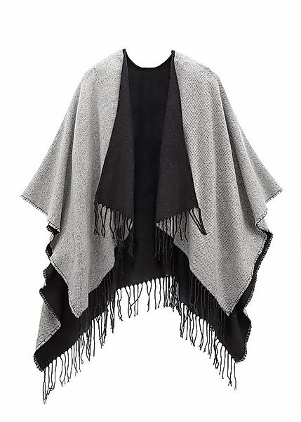 LASCANA Strickponcho Cape Poncho zum Wenden, Fransentuch, Schal VEGAN günstig online kaufen
