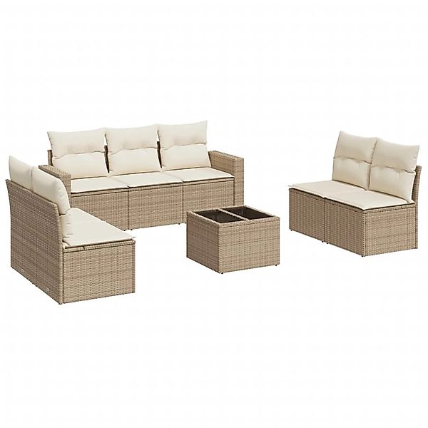 vidaXL 8-Tlg Garten-Sofagarnitur mit Kissen Beige Poly Rattan 3218828 günstig online kaufen