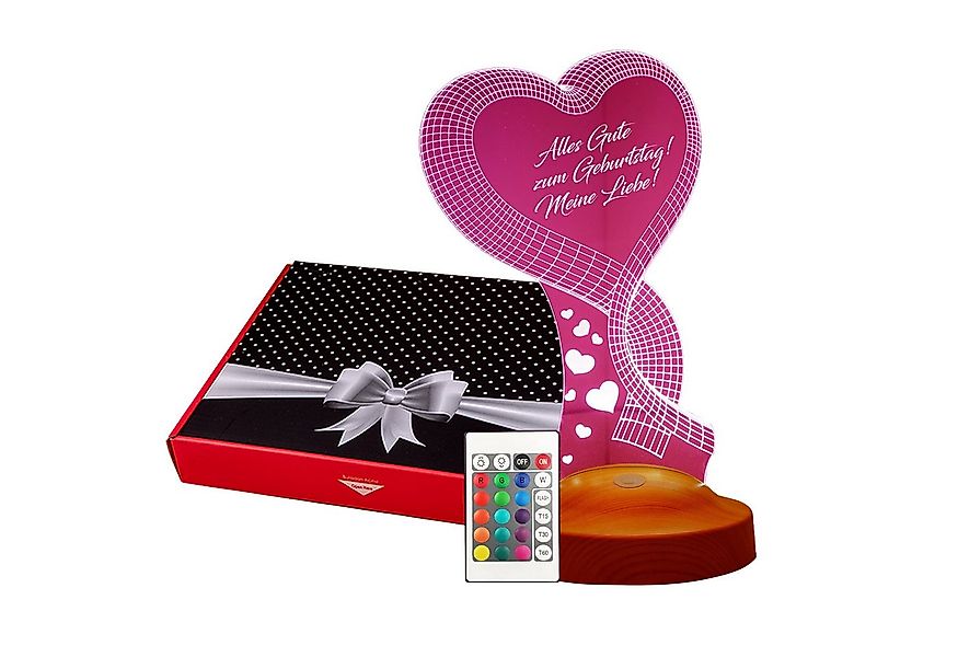 Geschenkelampe LED Nachttischlampe Ein Herz 3D Gravur mehrfarbige Geburtsta günstig online kaufen