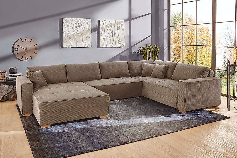 Jockenhöfer Gruppe Wohnlandschaft "Brixen U-Form, B: 379 cm" mit Bettfunkti günstig online kaufen