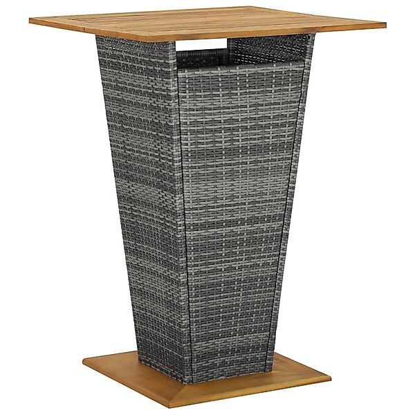 vidaXL Bartisch Grau 80x80x110 cm Poly Rattan und Massivholz Akazie 313466 günstig online kaufen