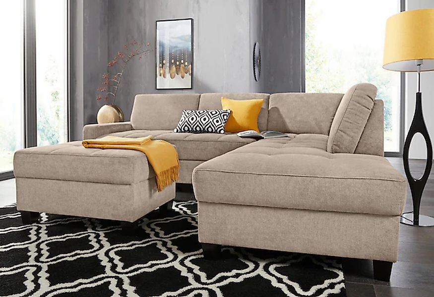DOMO collection Ecksofa "Florentina zeitlos und elegant, Sitznähte als Desi günstig online kaufen