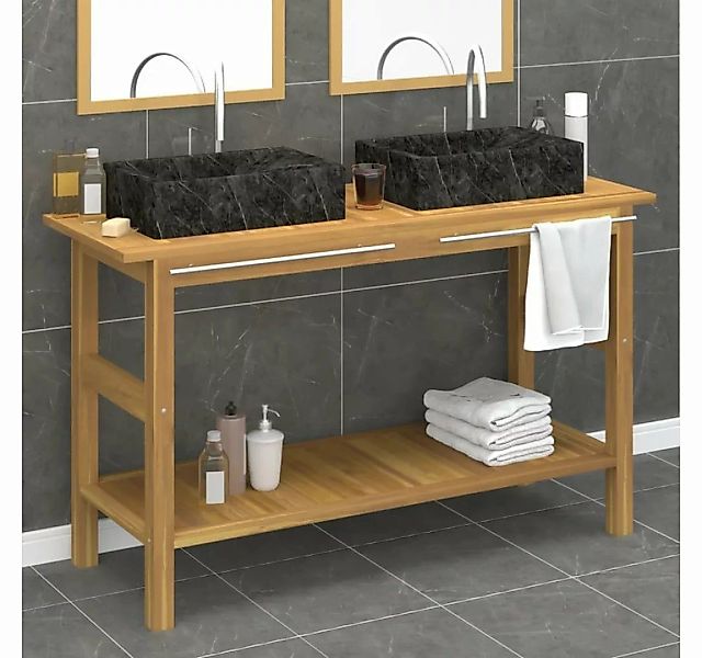 vidaXL Badezimmerspiegelschrank Waschtisch mit Schwarzen Marmorbecken Massi günstig online kaufen