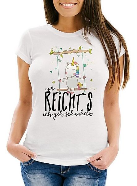 MoonWorks Print-Shirt Damen T-Shirt Einhorn auf Schaukel "Mir reicht`s ich günstig online kaufen