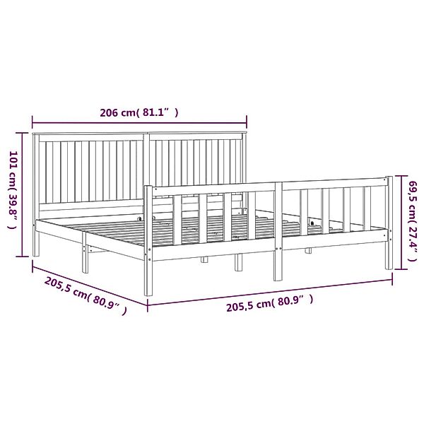 vidaXL Massivholzbett mit Kopfteil Schwarz 200x200 cm Kiefer1668465 günstig online kaufen