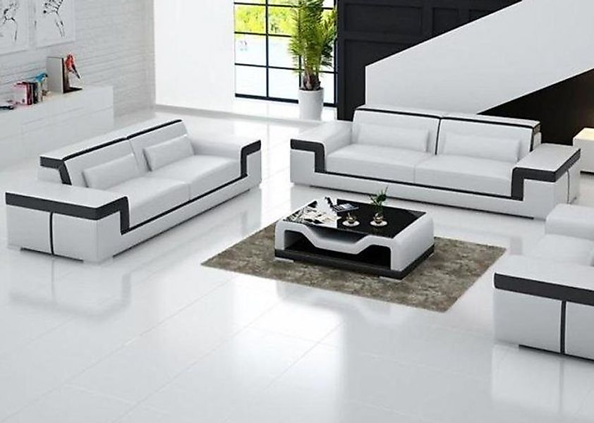 JVmoebel Sofa Sofagarnitur 3+3 Sitzer Leder Sofa Couch Polster Sofagarnitur günstig online kaufen