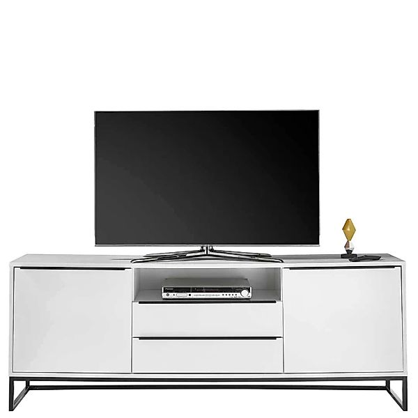 TV Board in Weiß und Schwarz zwei Schubladen günstig online kaufen