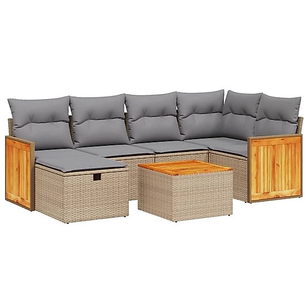 vidaXL 7-tlg Garten-Sofagarnitur mit Kissen Beige Poly Rattan Modell 254 günstig online kaufen