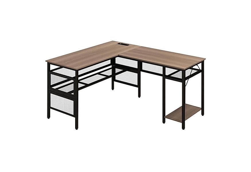 KOMFOTTEU Computertisch, Eck-Schreibtisch mit Verstellbarer Ablage & CPU-St günstig online kaufen