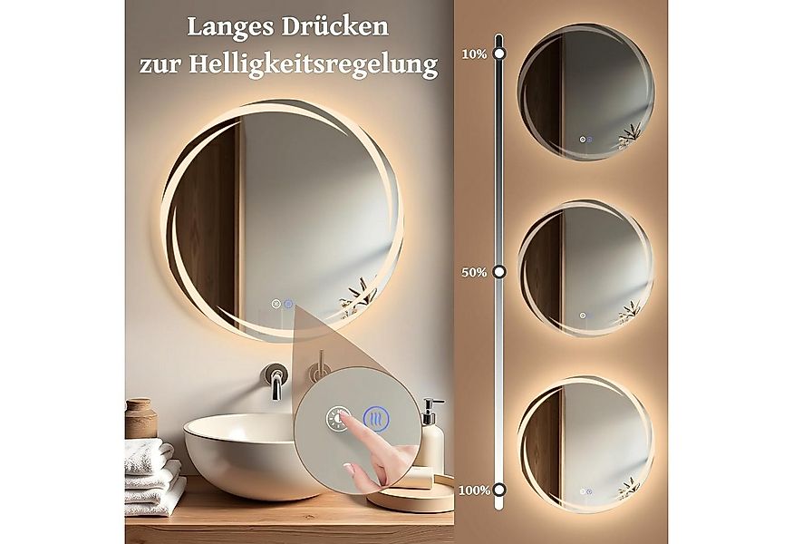 Nettlife Wandspiegel LED spiegel mit Beleuchtung Rund 50/60/70/80cm, zimmer günstig online kaufen