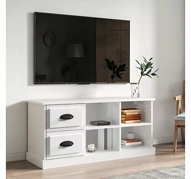 furnicato TV-Schrank Hochglanz-Weiß 102x35,5x47,5 cm Holzwerkstoff günstig online kaufen