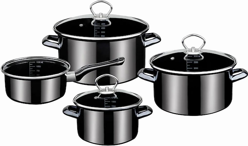 GSW Topf-Set »Profi-Black-Star« Stahl-Emaille Set, 1x Stielkasserolle 16 cm günstig online kaufen