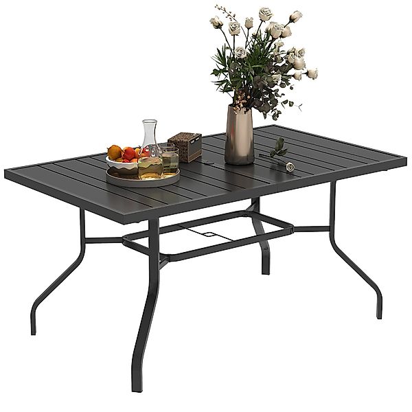 Outsunny Gartentisch mit Schirmloch, Latten-Design (wetterfest günstig online kaufen