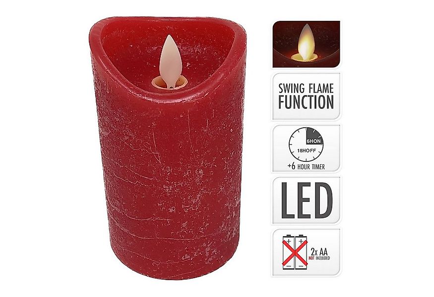 ToCi LED-Kerze 4x LED Echtwachs Kerzen Timer beweglicher Flamme, Rot, Ø7,5x günstig online kaufen