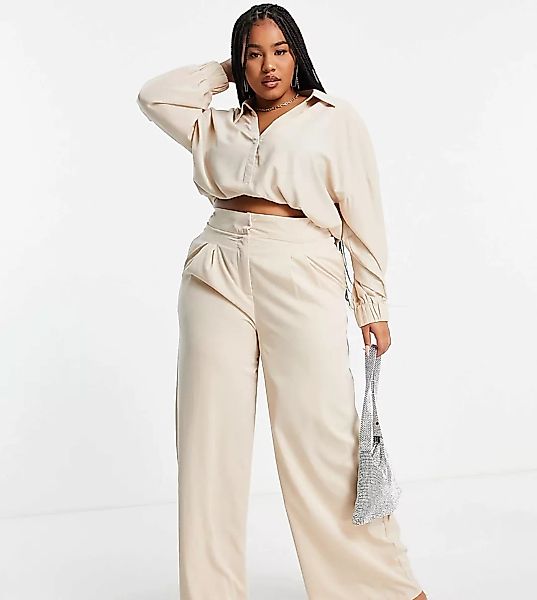 In The Style Plus x Naomi Gens – Hose in Cremeweiß mit weitem Beinschnitt, günstig online kaufen