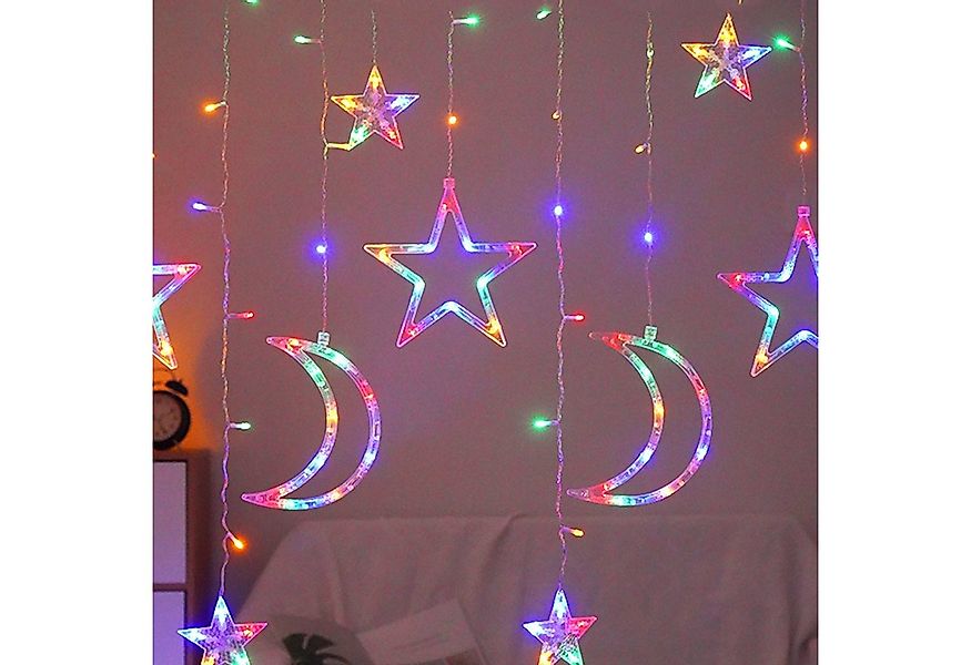 MUPOO Lichterkette LED Lichterketten,3M Stern Mond Lichtervorhang LED Vorha günstig online kaufen