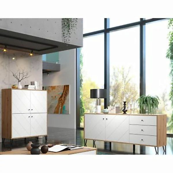 Lomadox Wohnzimmer Möbel Kombi modernes Design TORINO-19 in Artisan Eiche N günstig online kaufen