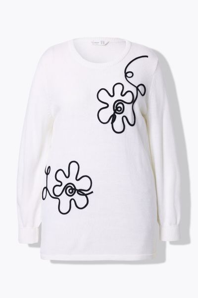 MIAMODA Strickpullover Pullover Blumen Ballon-Langarm günstig online kaufen