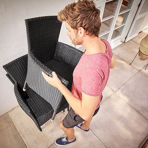 Casaria Gartenstuhl, Polyrattan 4er Set Stapelbar günstig online kaufen