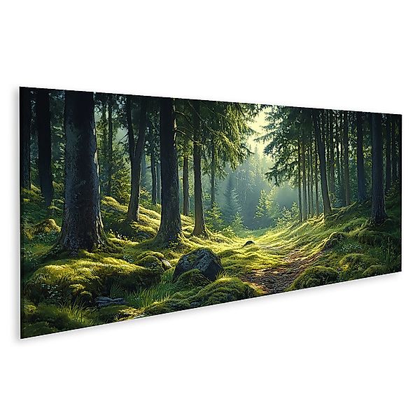 islandburner Leinwandbild Atemberaubender Wald mit Sonnenstrahlen günstig online kaufen