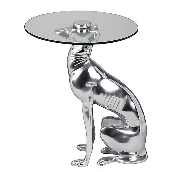 Design Deko Beistelltisch Figur DOG aus Aluminium Farbe Silber günstig online kaufen