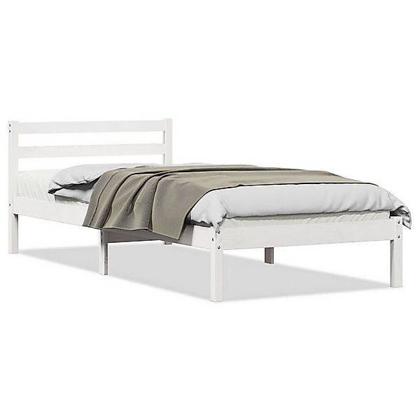 vidaXL Bett Bettgestell mit Kopfteil Weiß 90x220 cm Massivholz Kiefer (1-tl günstig online kaufen
