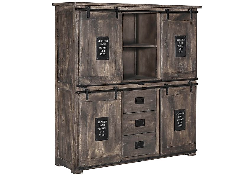 Massivmoebel24 Highboard (Massivholz), Mango 150x45x160 grau günstig online kaufen