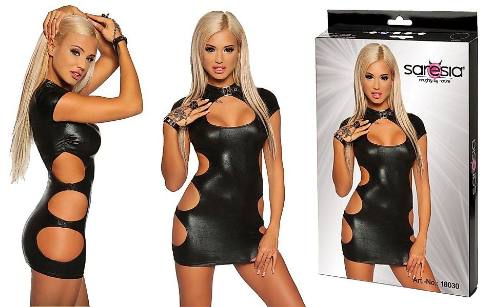 Saresia Minikleid SARESIA Wetlook-Minikleid mit 3 günstig online kaufen