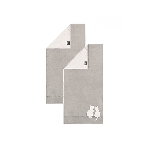 2 Stück Cawö Handtücher Cute Cats 6263-76 Katzen Grau 50x100 günstig online kaufen
