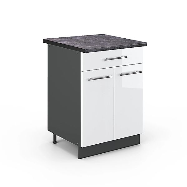 Vicco Unterschrank Fame-Line, Weiß Hochglanz/Anthrazit 60cm, ohne Arbeitspl günstig online kaufen