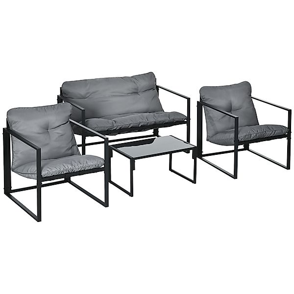 HOMCOM Balkonmöbel Gartenlounge-Set mit Sitzkissen, Doppelsofa, 2 Sessel & günstig online kaufen