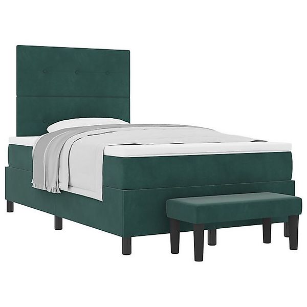 vidaXL Bett Boxspringbett mit Matratze & Bank Dunkelgrün 120x200 cm Samt (2 günstig online kaufen