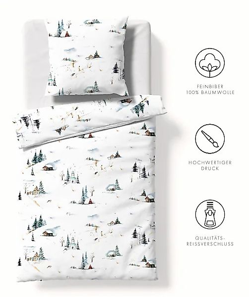 fleuresse Bettwäsche »Aspen«, Feinbiber mit Winterlandschaft günstig online kaufen