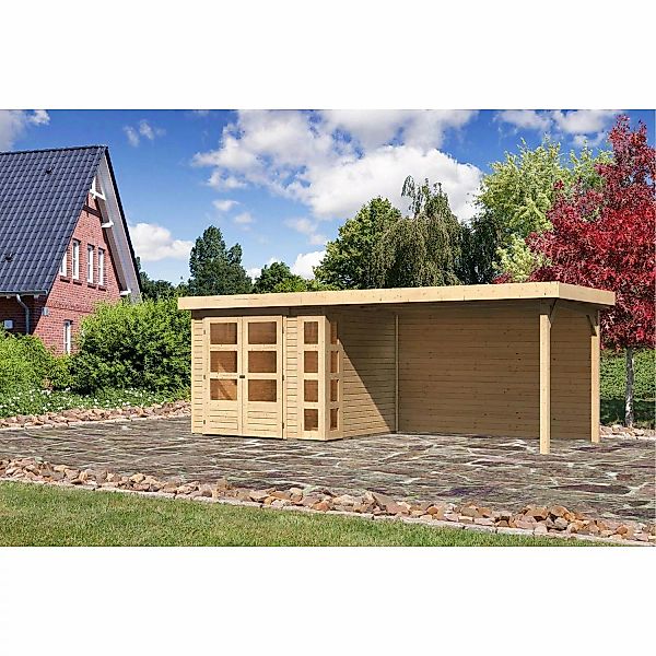 Karibu Holz-Gartenhaus Sölve Natur Flachdach Unbehandelt 238 cm x 213 cm günstig online kaufen