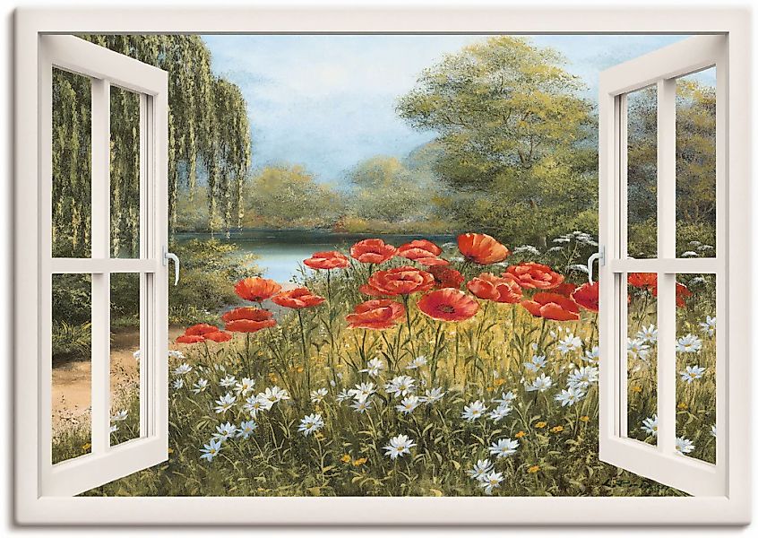 Artland Wandbild "Fensterblick Mohnwiese" Fensterblick 1 Stk. tlg. als Lein günstig online kaufen
