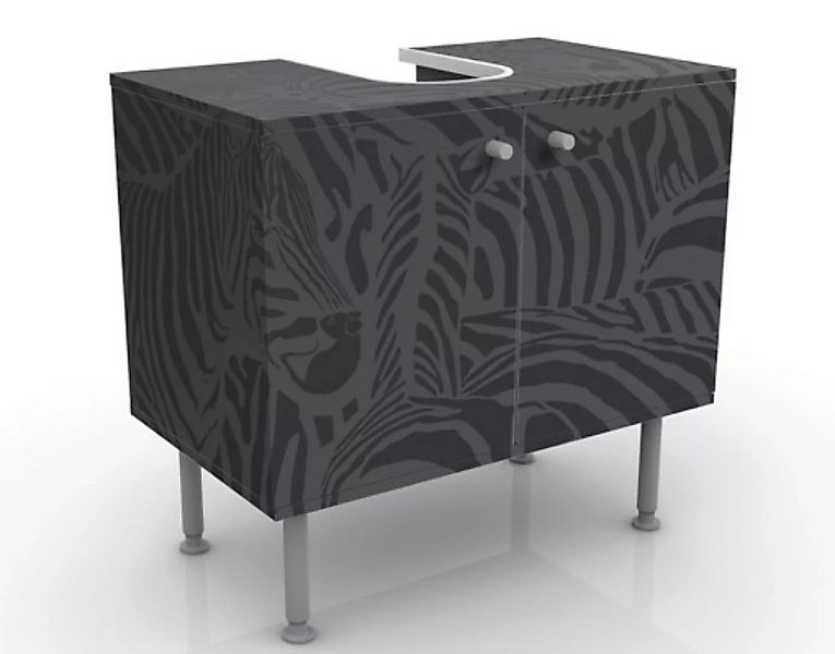 Waschbeckenunterschrank Kunstdruck Zebrasstreifen Schwarz günstig online kaufen