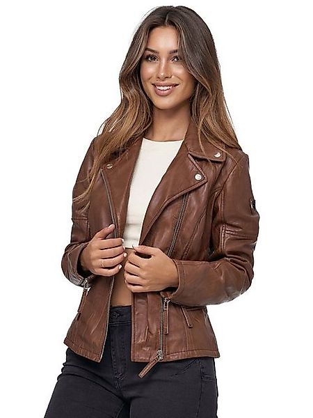 Tazzio Lederjacke F501 moderne & zeitlose Damen Jacke im Biker Look mit Rev günstig online kaufen