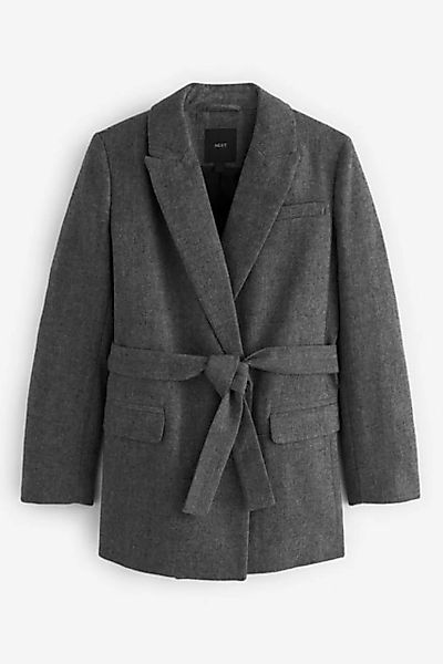 Next Jackenblazer Blazer aus Tweed mit Fischgrätmuster und Gürtel (1-tlg) günstig online kaufen