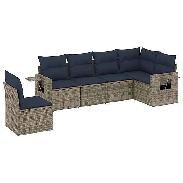 vidaXL 6-Tlg Gartensofa-Set mit Kissen Grau Polyrattan 3220230 günstig online kaufen