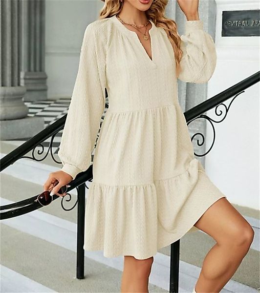 AFAZ New Trading UG Sommerrock Einfarbiges, plissiertes Patchwork-Kleid V-A günstig online kaufen