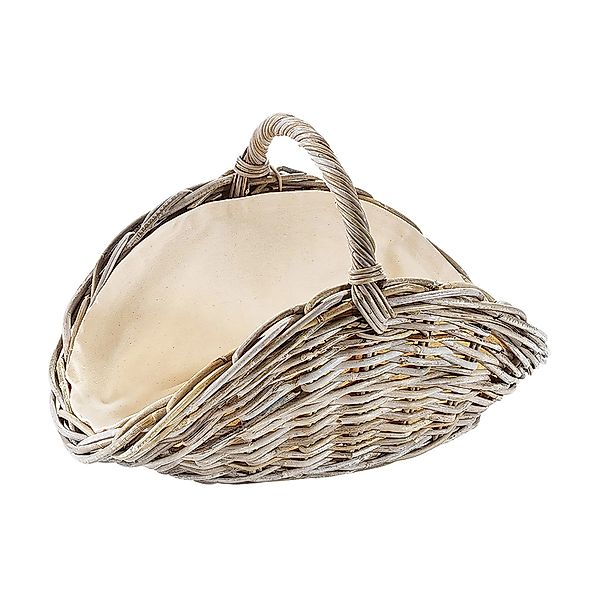 Kobolo Kaminholzkorb Kubu grey aus Rattan mit Henkel und Leinen günstig online kaufen