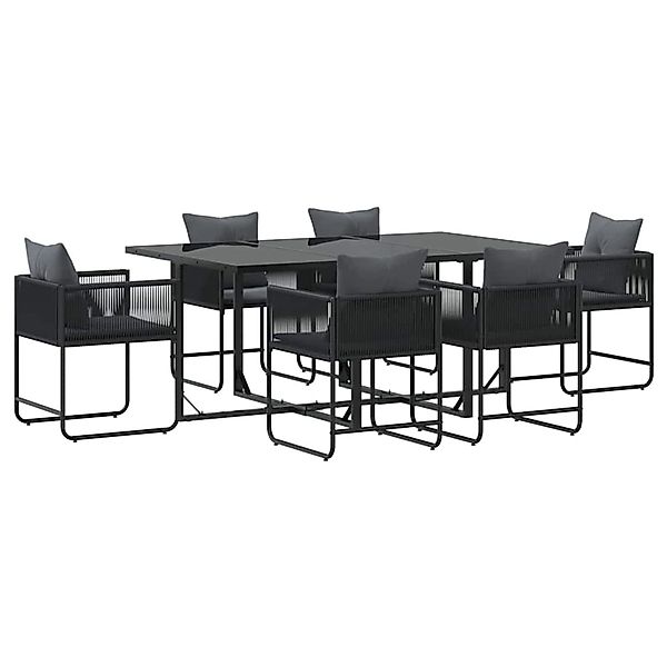 vidaXL Garten Essgruppe 7-Tlg Schwarz Stahl 3335874 günstig online kaufen