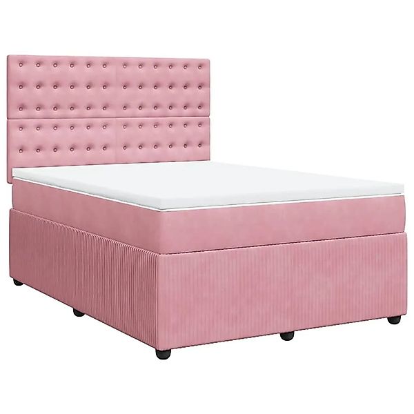 vidaXL Boxspringbett mit Matratze Rosa 140x190 cm Samt 3294651 günstig online kaufen