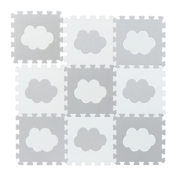 relaxdays Puzzlematte 18-tlg. Puzzlematte Wolke, Weiss-grau günstig online kaufen
